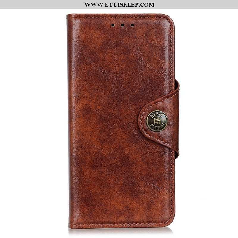 Etui Folio do Xiaomi Redmi Note 11 Pro / 11 Pro 5G Guzik Khazneh Z Imitacji Lakierowanej Skóry